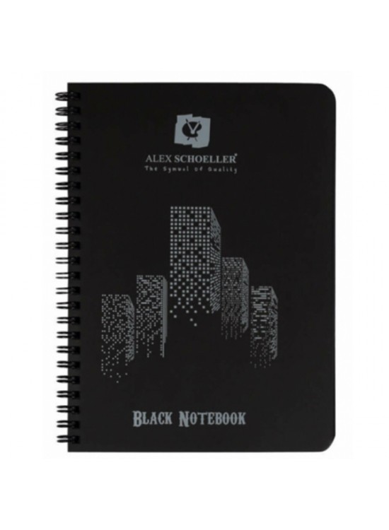 Alex Schoeller Spiralli Defter Plastik Kapak Siyah 60 YP A5 100.05