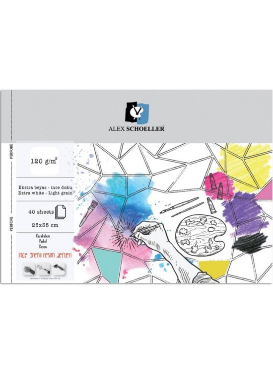 Alex Schoeller Spiralli Resim Defteri 25x35 Cm 120 GR 40 Lı Alx-0770