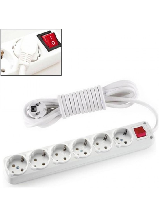 Almera 6lı 5mt Anahtarlı Topraklı Priz (9260205) Almera 6lı 5mt Anahtarlı Topraklı Priz (9260205)