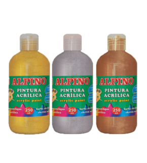 Alpino Akrilik Boya Şişe 250 ML Metalik Beyaz DV000120