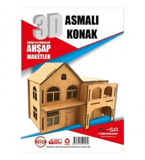 Alsa 3D Ahşap Maket Yap Boya Asmalı Konak