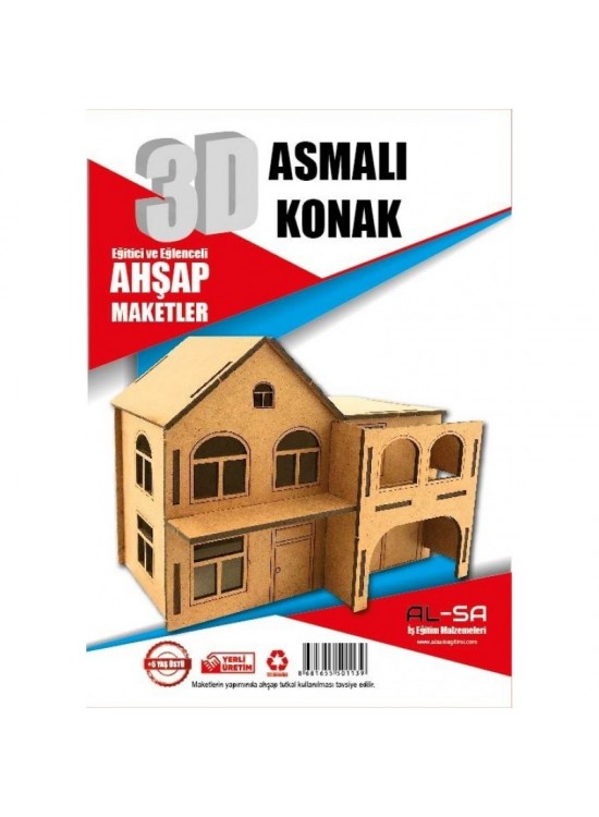 Alsa 3D Ahşap Maket Yap Boya Asmalı Konak