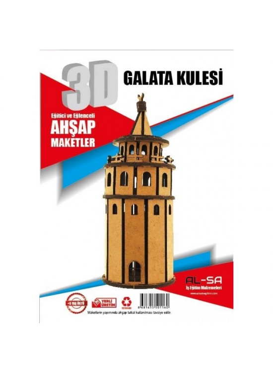 Alsa 3D Ahşap Maket Yap Boya Galata Kulesi Alsa 3D Ahşap Maket Yap Boya Galata Kulesi