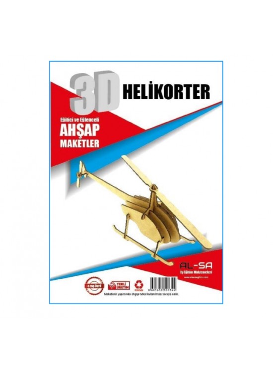 Alsa 3D Ahşap Maket Yap Boya Helikopter