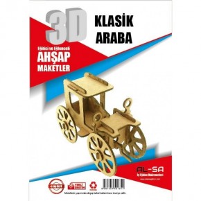 Alsa 3D Ahşap Maket Yap Boya Klasik Araba