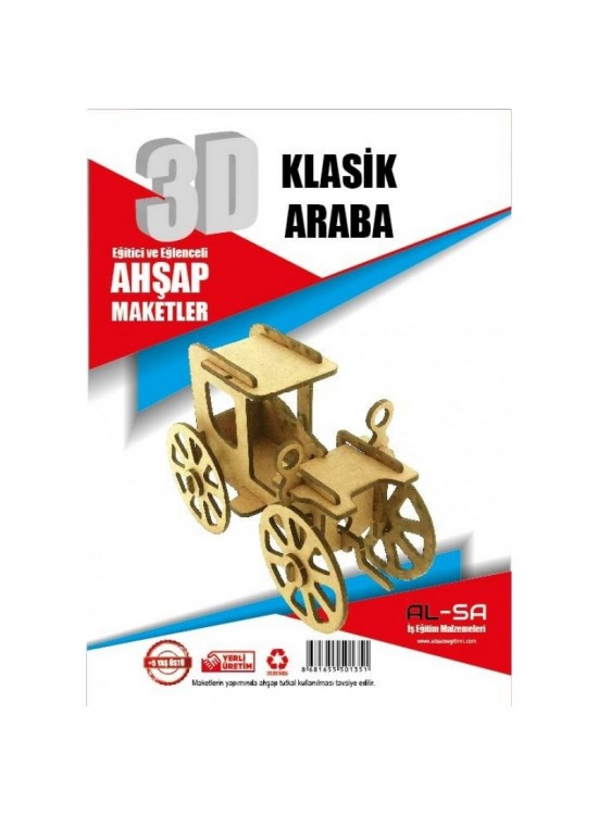 Alsa 3D Ahşap Maket Yap Boya Klasik Araba Alsa 3D Ahşap Maket Yap Boya Klasik Araba