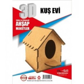 Alsa 3D Ahşap Maket Yap Boya Kuş Evi