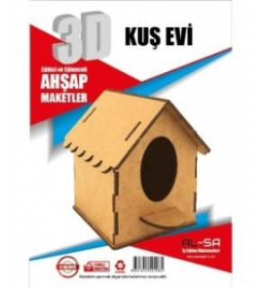 Alsa 3D Ahşap Maket Yap Boya Kuş Evi