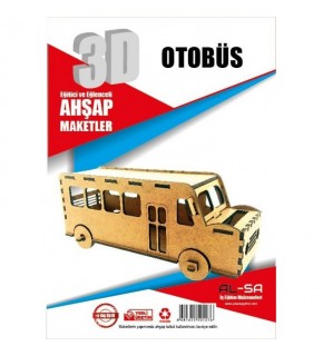 Alsa 3D Ahşap Maket Yap Boya Otobüs