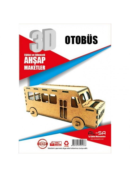 Alsa 3D Ahşap Maket Yap Boya Otobüs