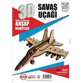 Alsa 3D Ahşap Maket Yap Boya Savaş Uçağı