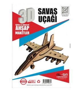 Alsa 3D Ahşap Maket Yap Boya Savaş Uçağı