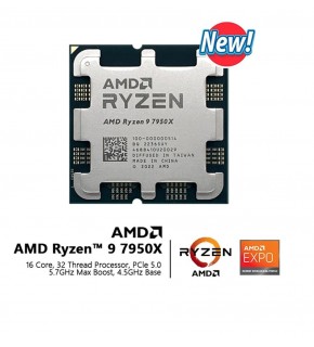Amd Ryzen 9 7950X TRAY 4.5 GHz 16 Çekirdek 80MB Cache AM5 Soket 5nm İşlemci Kutusuz