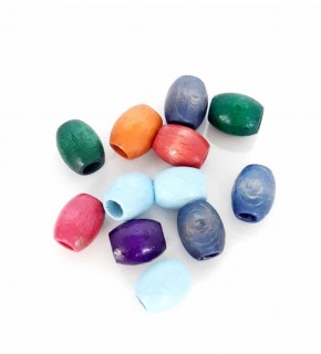 Çanta Aksesuar 10 Adet Ahşap Oval Renkli Boncuk