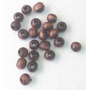 Çanta Aksesuar 10 Adet Ahşap Yuvarlak Boncuk. (Koyu Renk)