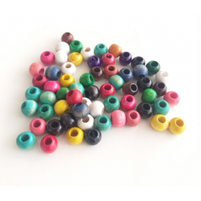 Çanta Aksesuar 10 Adet Ahşap Yuvarlak Renkli Boncuk.