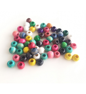 Çanta Aksesuar 10 Adet Ahşap Yuvarlak Renkli Boncuk.