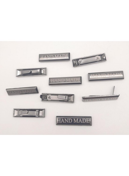Çanta Aksesuar 10 lu Handmade Yazılı Metal Etiket Plaka Süs Füme Renk