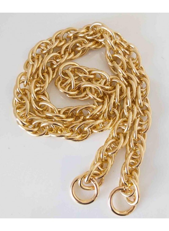 Çanta Aksesuar 100 Cm Çift Halka Döngülü Zincir Yaylı Halkalı Light Gold Renk