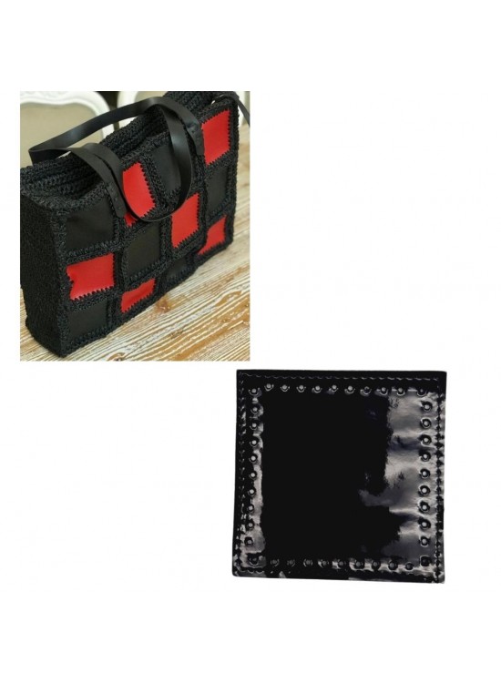 Çanta Aksesuar 10x10 cm Kare Rugan Deri Siyah Renk 1 Adet