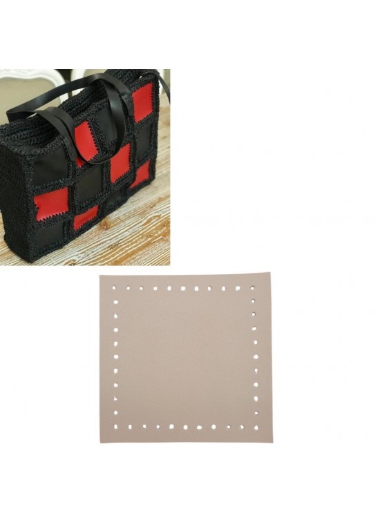 Çanta Aksesuar 10x10 cm Kare Suni Deri Bej Renk 1 Adet
