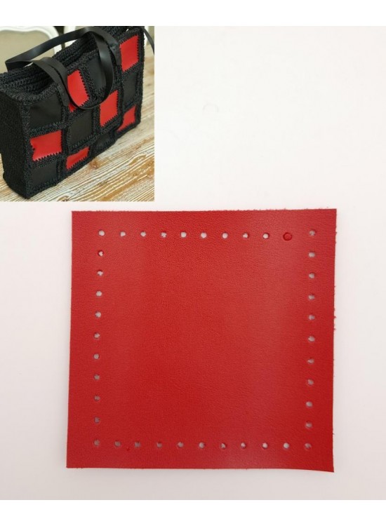 Çanta Aksesuar 10x10 cm Kare Suni Deri Kırmızı Renk 1 Adet