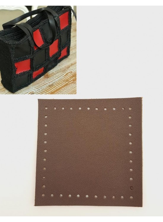 Çanta Aksesuar 10x10 cm Kare Suni Deri Koyu Kahverengi 1 Adet