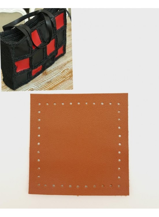 Çanta Aksesuar 10x10 cm Kare Suni Deri Taba Renk 1 Adet