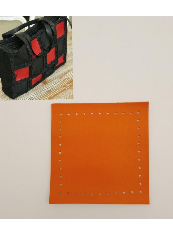 Çanta Aksesuar 10x10 cm Kare Suni Deri Turuncu Renk 1 Adet