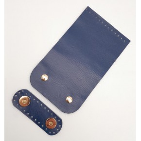 Çanta Aksesuar 11x19 cm Gerçek Deri Çift Mıknatıslı Lacivert Renk Çanta Kapağı Light Gold Metalli