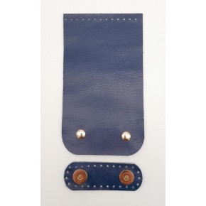 Çanta Aksesuar 11x19 cm Gerçek Deri Çift Mıknatıslı Lacivert Renk Çanta Kapağı Light Gold Metalli