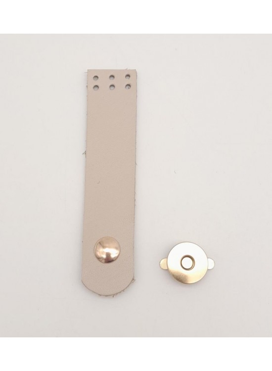 Çanta Aksesuar 11x2.3 cm Bej Gerçek Deri Düz Çanta Kapağı Light Gold Metalli