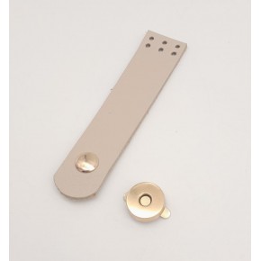 Çanta Aksesuar 11x2.3 cm Bej Gerçek Deri Düz Çanta Kapağı Light Gold Metalli