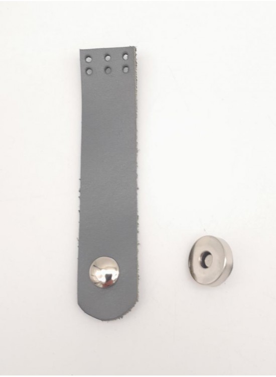 Çanta Aksesuar 11x2.3 cm Gri Gerçek Deri Düz Çanta Kapağı Gümüş Metalli