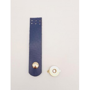 Çanta Aksesuar 11x2.3 cm Lacivert Gerçek Deri Düz Çanta Kapağı Light Gold Metalli