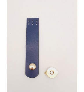 Çanta Aksesuar 11x2.3 cm Lacivert Gerçek Deri Düz Çanta Kapağı Light Gold Metalli