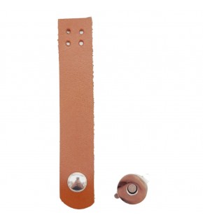 Çanta Aksesuar 11x2 cm Gerçek Deri Taba Renk Çanta Kapağı Gümüş Metalli