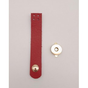Çanta Aksesuar 11x2 cm Kırmızı Gerçek Deri Düz Çanta Kapağı Light Gold Metalli