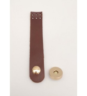 Çanta Aksesuar 11x2 cm Kızıl Kahve Gerçek Deri Düz Çanta Kapağı Light Gold Metalli