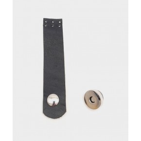 Çanta Aksesuar 11x2 cm Siyah Gerçek Deri Düz Çanta Kapağı Gümüş Metalli