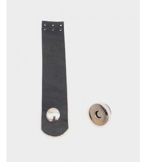 Çanta Aksesuar 11x2 cm Siyah Gerçek Deri Düz Çanta Kapağı Gümüş Metalli