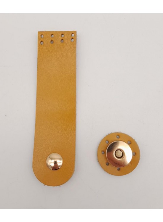 Çanta Aksesuar 11x3 cm Hardal Gerçek Deri Düz Çanta Kapağı Light Gold Metalli