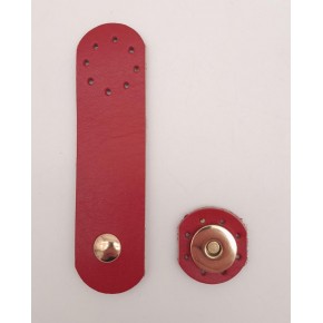 Çanta Aksesuar 11x3 cm Kırmızı Gerçek Deri Yuva Model Çanta Kapağı Light Gold Metalli