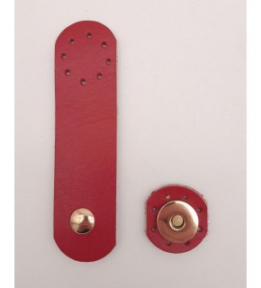 Çanta Aksesuar 11x3 cm Kırmızı Gerçek Deri Yuva Model Çanta Kapağı Light Gold Metalli