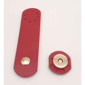 Çanta Aksesuar 11x3 cm Kırmızı Gerçek Deri Yuva Model Çanta Kapağı Light Gold Metalli