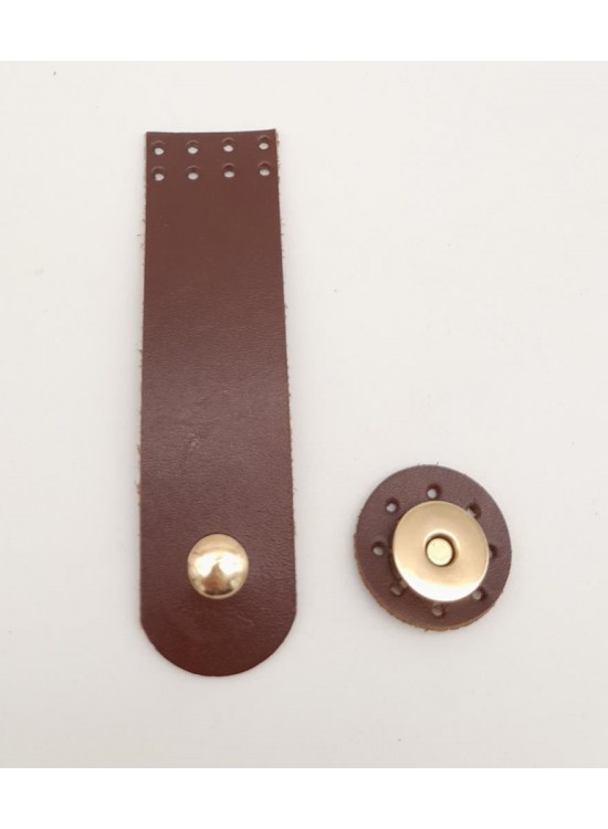 Çanta Aksesuar 11x3 cm Kızıl Kahve Gerçek Deri Düz Çanta Kapağı Light Gold Metalli