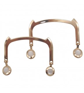 Çanta Aksesuar 11x9 cm Light Gold Renk İncili Metal Çanta Tutma Sapı