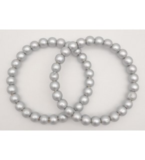 Çanta Aksesuar 12 cm Ahşap Boncuklu Bilezik Model Gri Renk Çift Sap