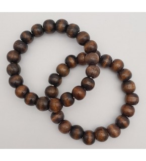 Çanta Aksesuar 12 cm Ahşap Boncuklu Bilezik Model Koyu Ahşap Renk Çift Sap