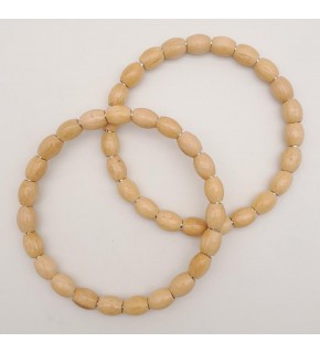 Çanta Aksesuar 12 cm Oval Ahşap Boncuklu Bilezik Model Açık Ahşap Çift Sap